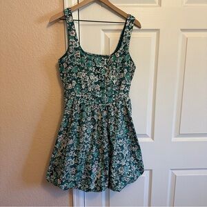 Floral Green Sleeveless Bubble Dress